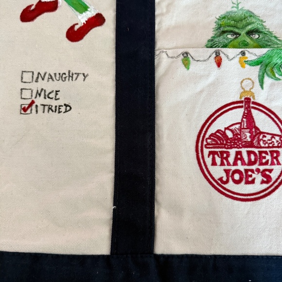 Trader Joe’s Hand Painted Grinch Large Tote - Picture 6 of 12